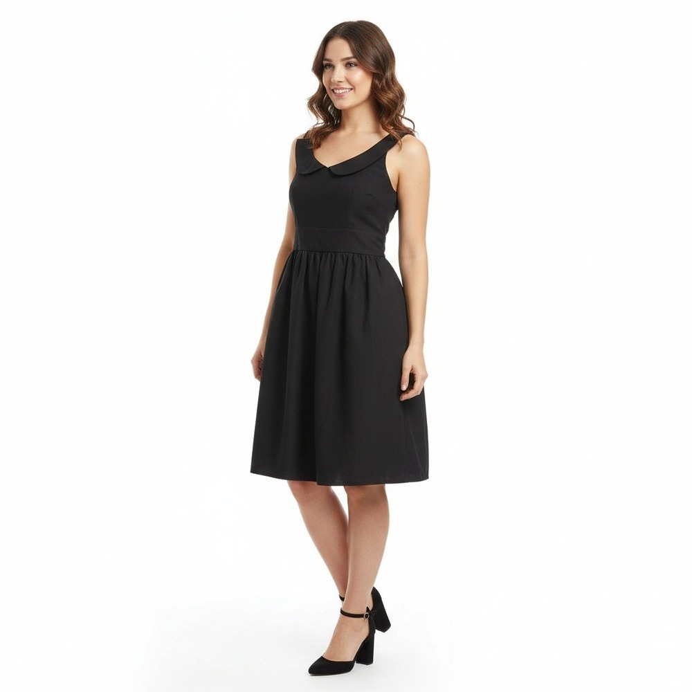 Xhilaration Black Sleeveless Peter Pan Collar Fit Flare‎ Dress S P